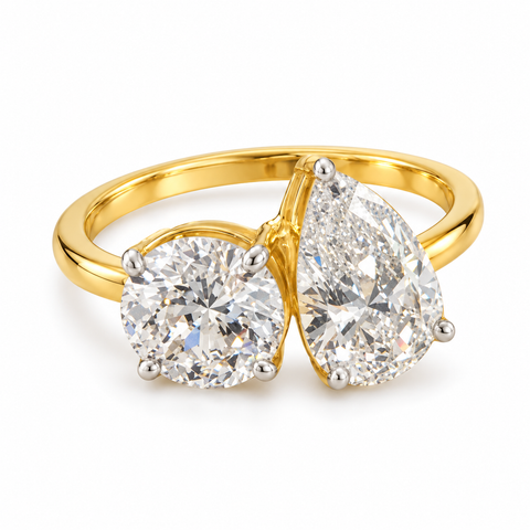 PR-1068 lab grown diamond 14K gold ring studio image on white background