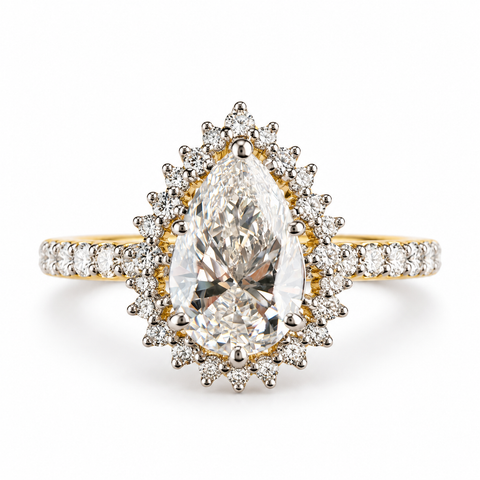 SR-1044 lab grown diamond 14K gold ring studio image on white background