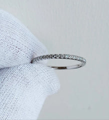 Round Cut Moissanite Diamond Wedding Sterling Silver Band