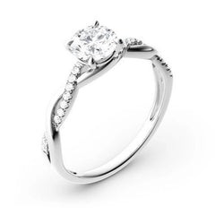 Round Cut Moissanite Diamond  Engagement Sterling Silver Ring