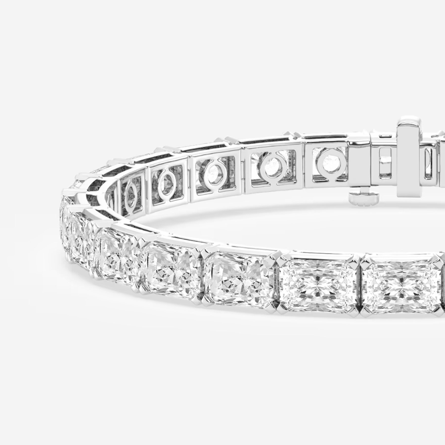 Radiant Cut Lab Grown Diamond Tennis 14k Gold Bracelet
