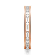 Channel Emerald Cut Moissanite Diamond Eternity Band Sterling Silver Ring