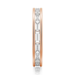 Channel Emerald Cut Moissanite Diamond Eternity Band Sterling Silver Ring