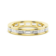 Channel Emerald Cut Moissanite Diamond Eternity Band Sterling Silver Ring