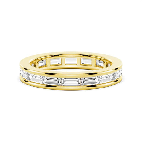 Channel Emerald Cut Moissanite Diamond Eternity Band Sterling Silver Ring