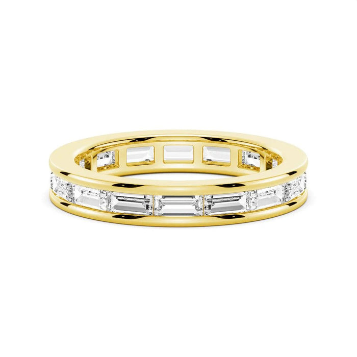 Channel Emerald Cut Moissanite Diamond Eternity Band Sterling Silver Ring