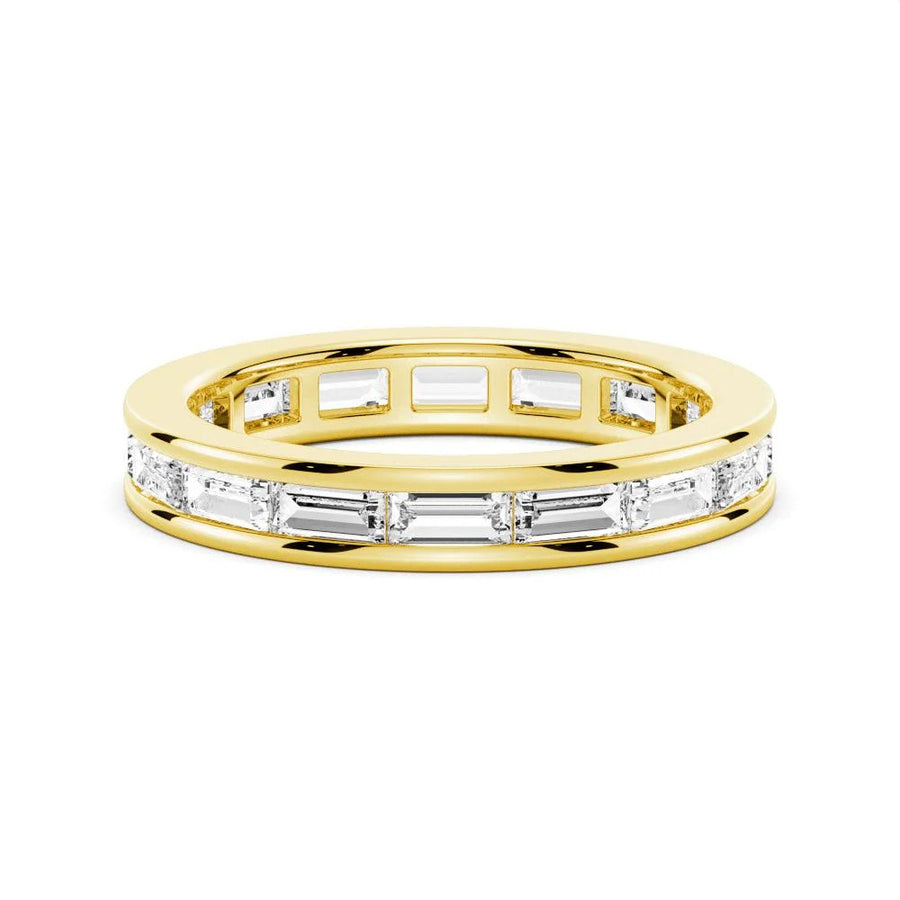 Channel Emerald Cut Moissanite Diamond Eternity Band Sterling Silver Ring