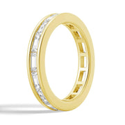 Channel Emerald Cut Moissanite Diamond Eternity Band Sterling Silver Ring