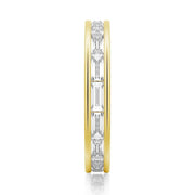 Channel Emerald Cut Moissanite Diamond Eternity Band Sterling Silver Ring