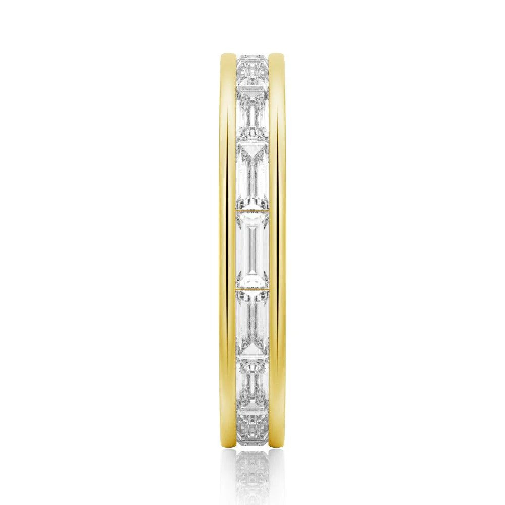Channel Emerald Cut Moissanite Diamond Eternity Band Sterling Silver Ring