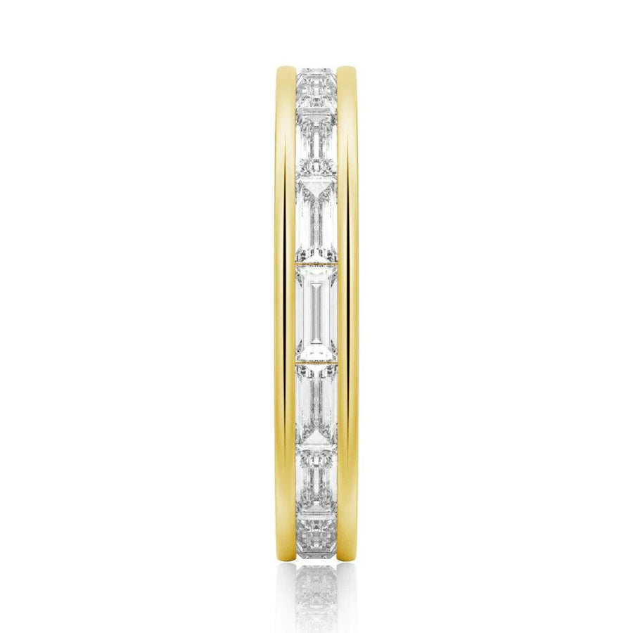 Channel Emerald Cut Moissanite Diamond Eternity Band Sterling Silver Ring
