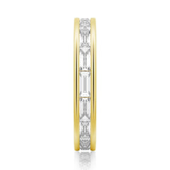 Channel Emerald Cut Moissanite Diamond Eternity Band Sterling Silver Ring