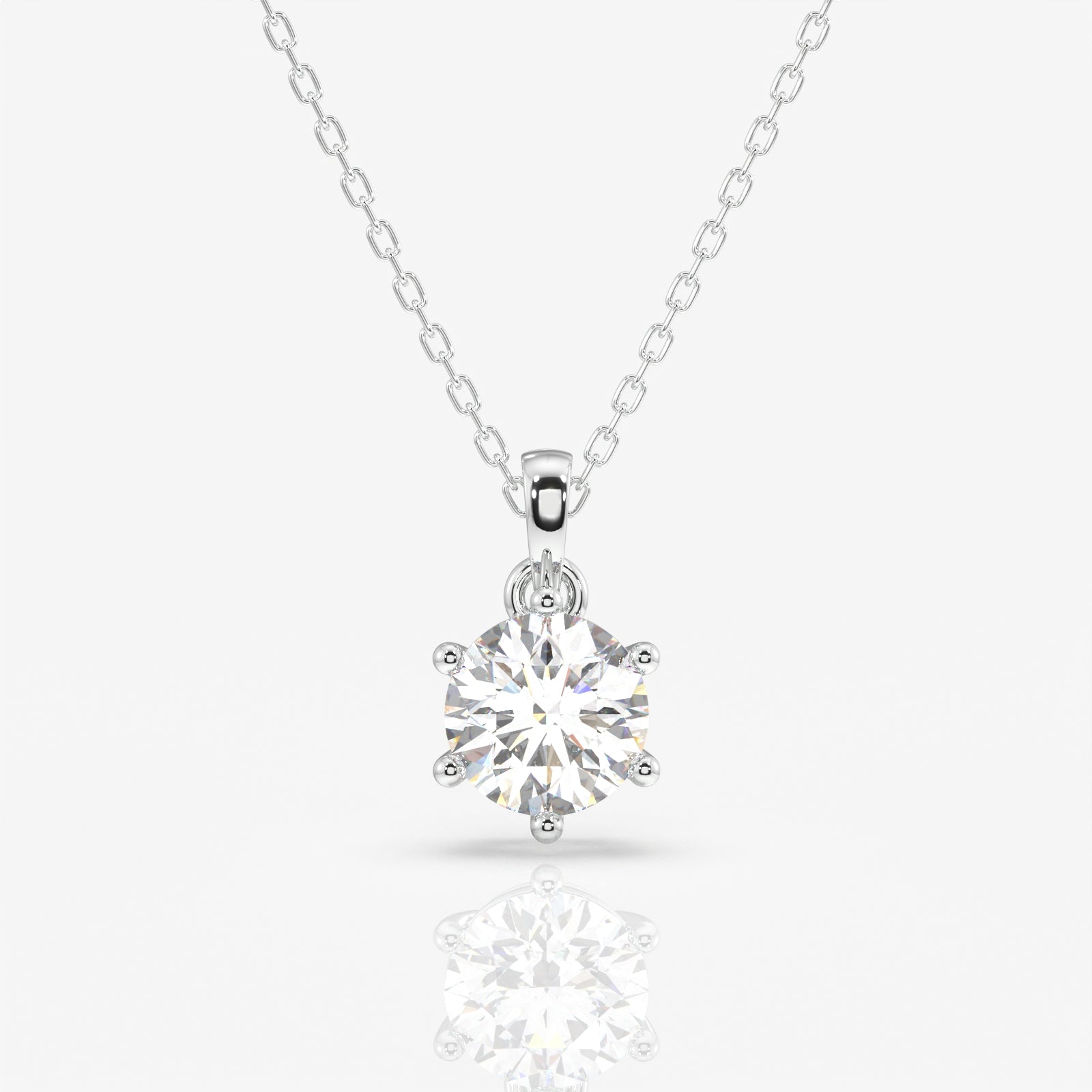 Round Cut Moissanite Diamond Six Prong 14k Gold Pendant