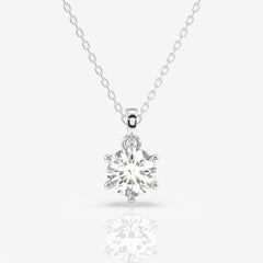 Round Cut Moissanite Diamond Six Prong 14k Gold Pendant