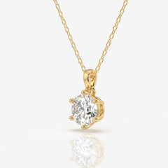 Round Cut Moissanite Diamond Six Prong 14k Gold Pendant