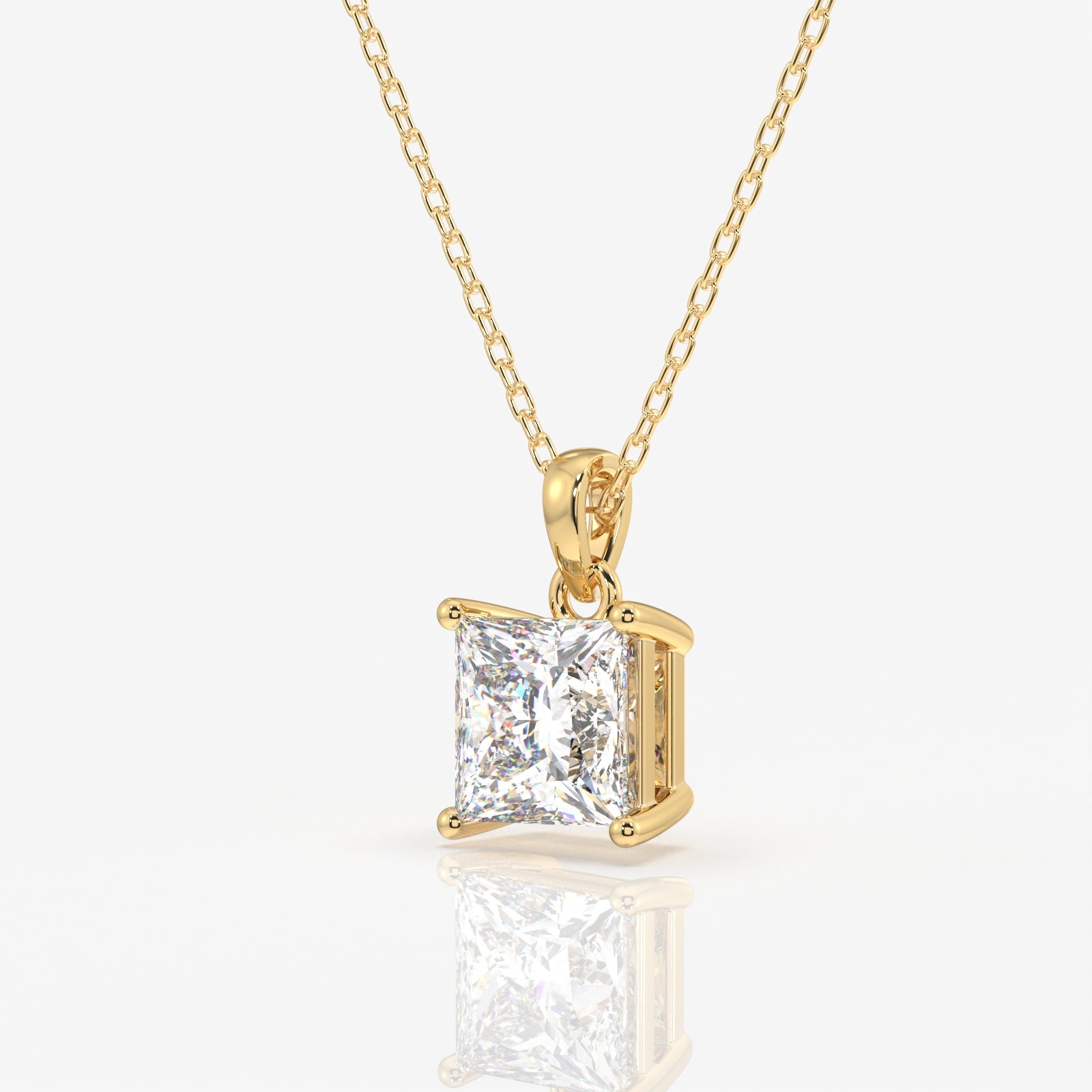 Princess Cut Moissanite Diamond Solitaire Sterling Silver Pendant