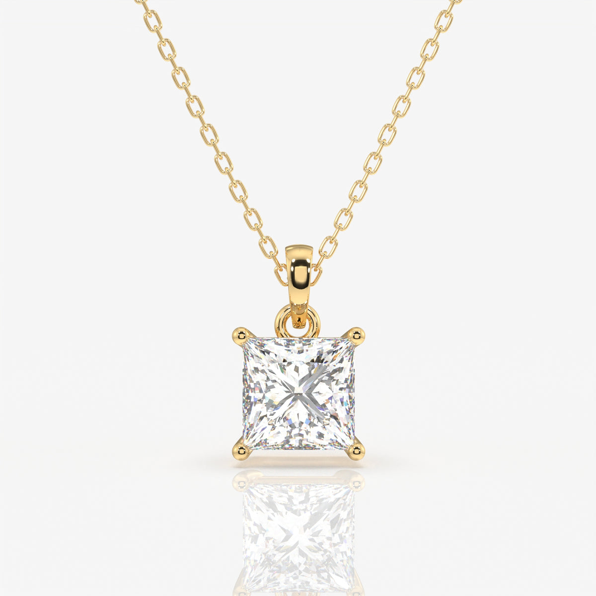 Princess Cut Moissanite Diamond Solitaire Sterling Silver Pendant