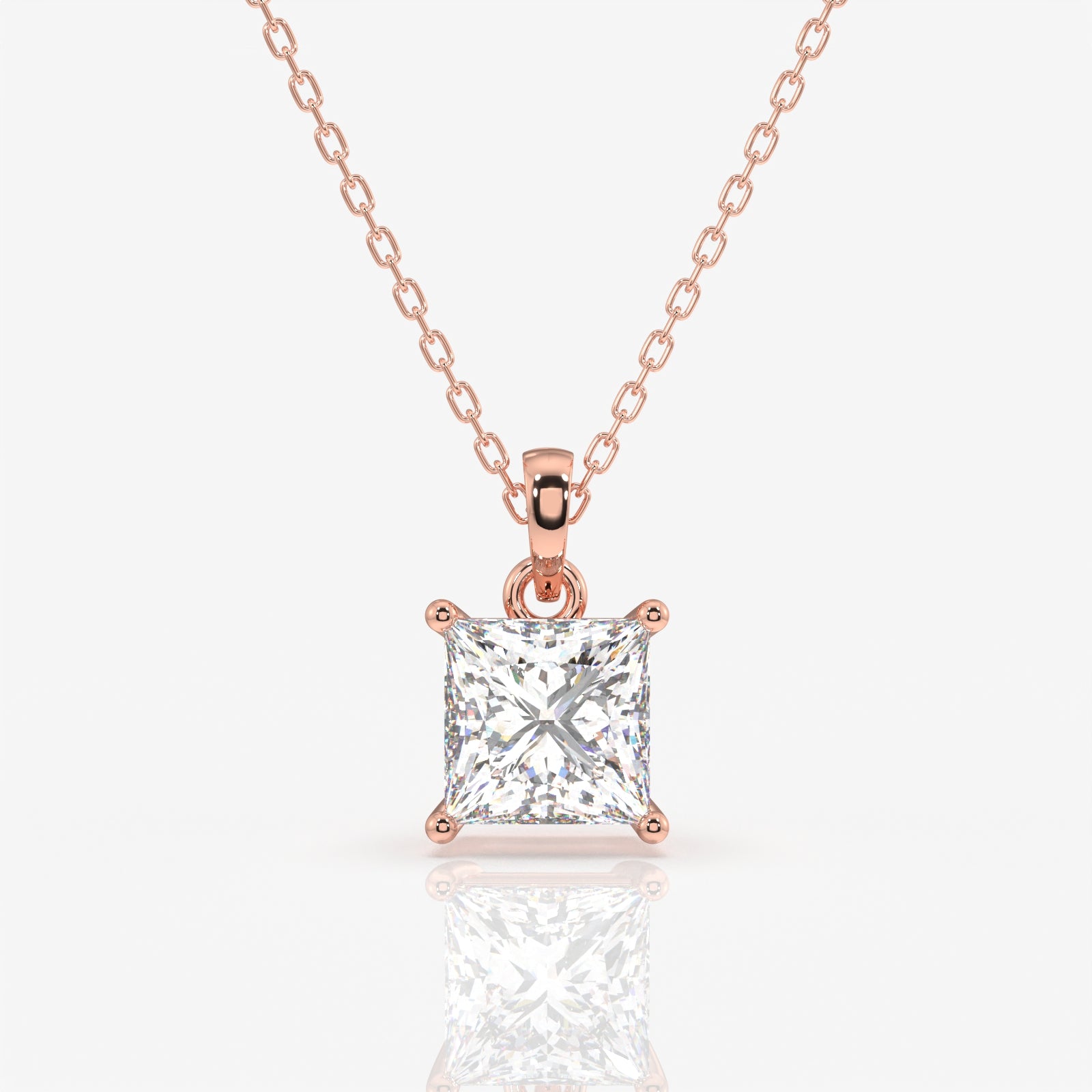 Princess Cut Moissanite Diamond Solitaire Sterling Silver Pendant