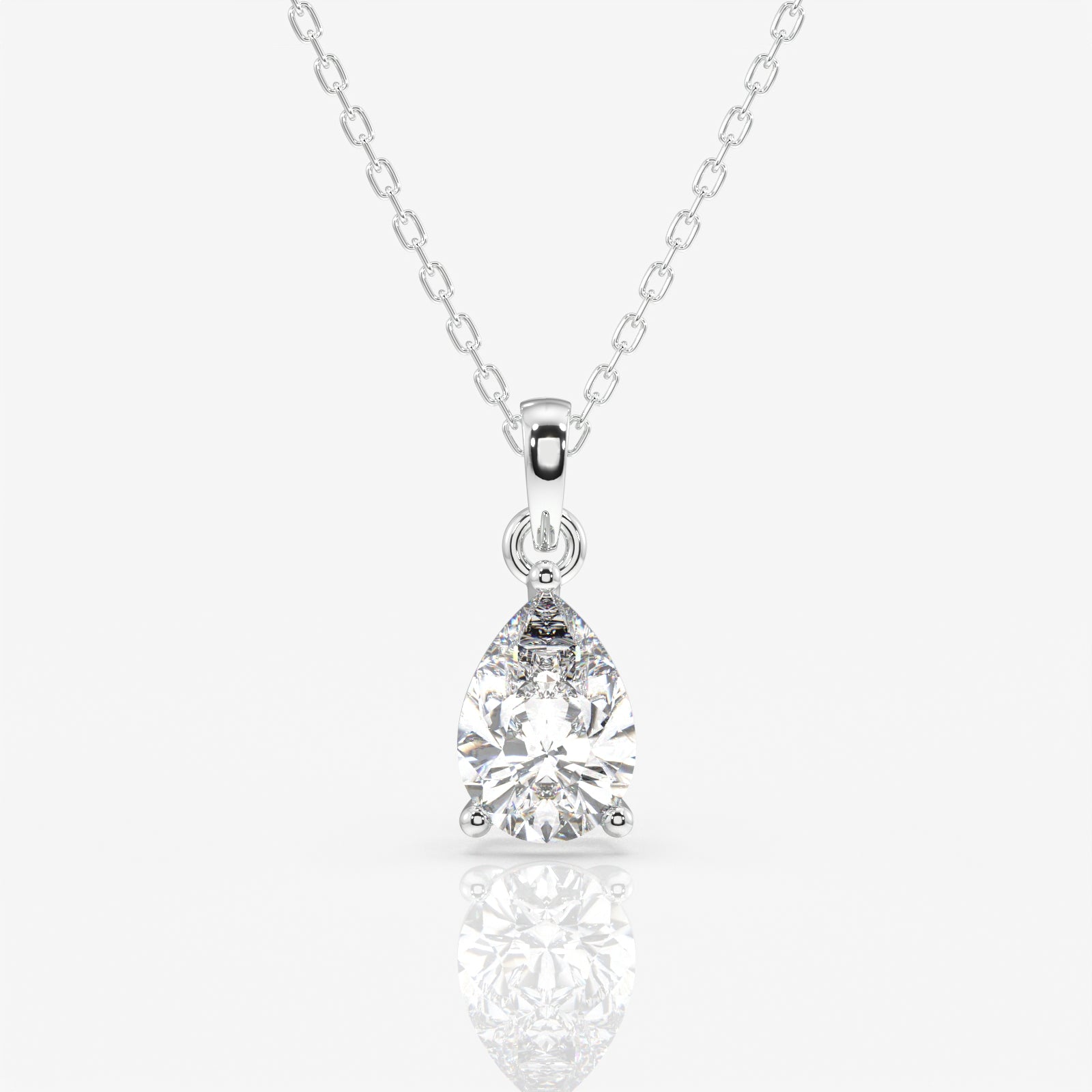 Pear Cut Moissanite Diamond Solitaire Sterling Silver Pendant