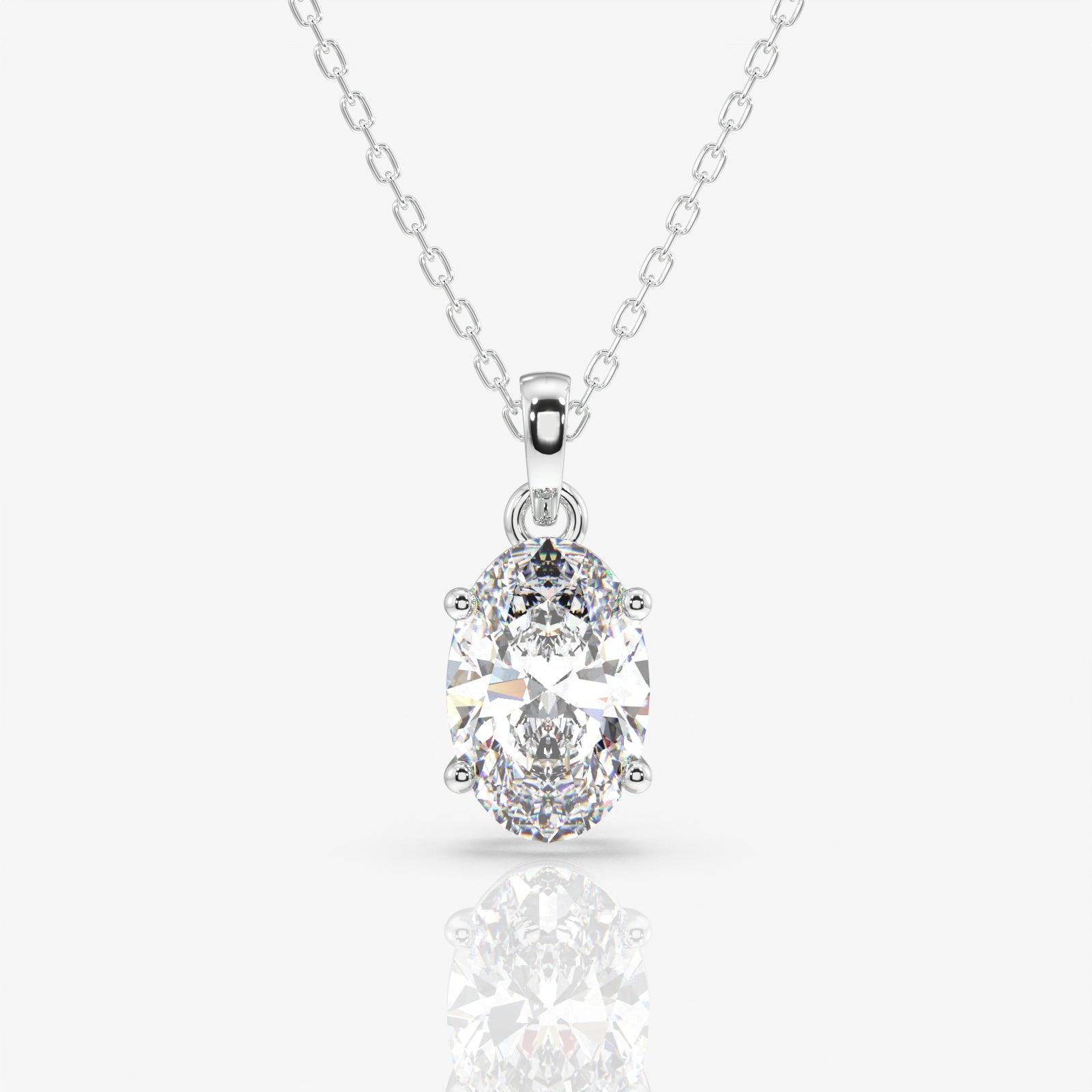 Oval Cut Moissanite Diamond Solitaire Sterling Silver Pendant