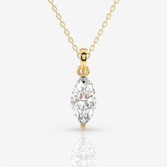 Marquise Cut Moissanite Diamond Solitaire 18k Gold Pendant