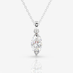 Marquise Cut Moissanite Diamond Solitaire 18k Gold Pendant