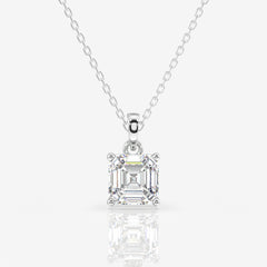 Asscher Cut Moissanite Diamond Solitaire 14k Gold Pendant