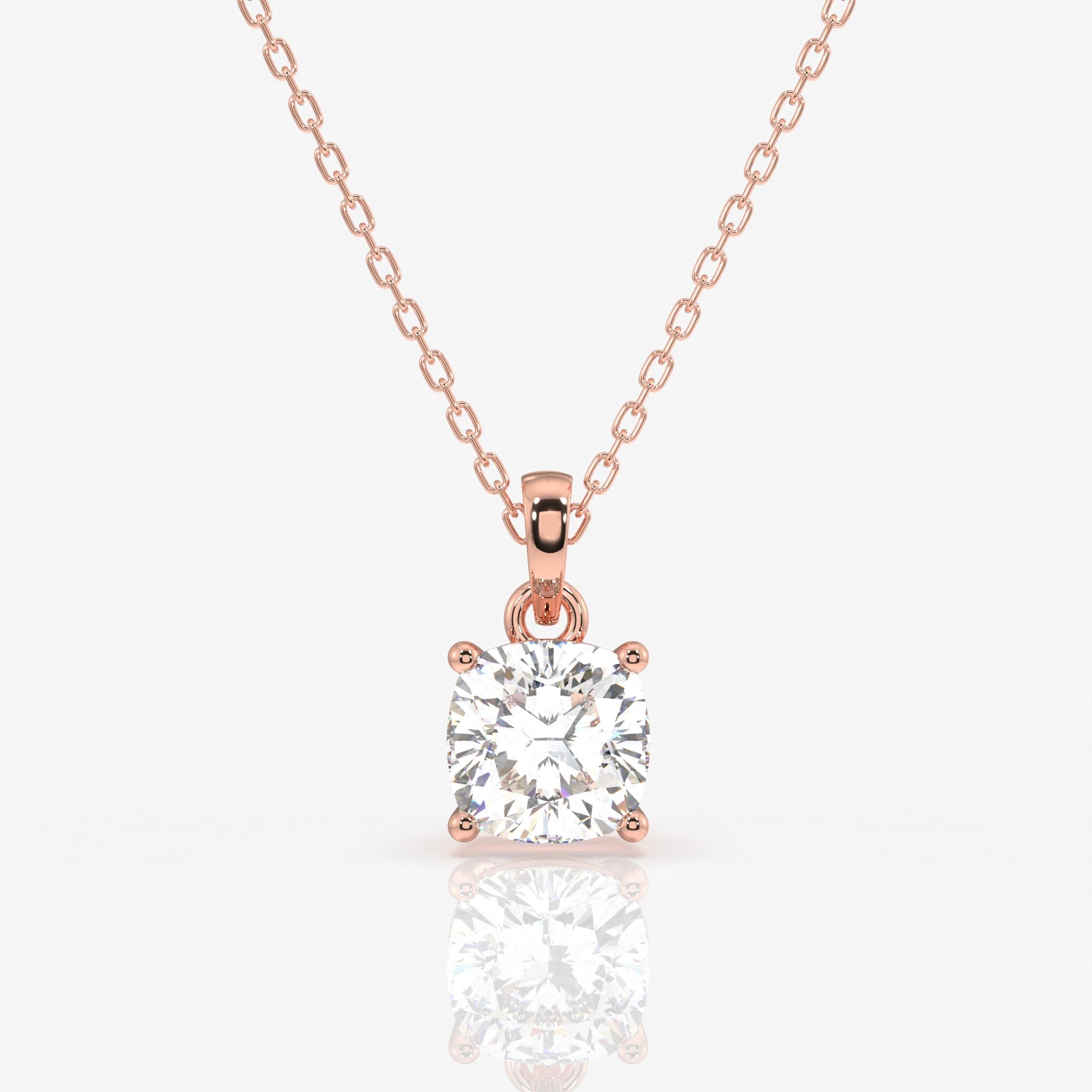 Cushion Cut Moissanite Diamond Solitaire 18k Gold Pendant