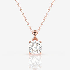 Cushion Cut Moissanite Diamond Solitaire 18k Gold Pendant