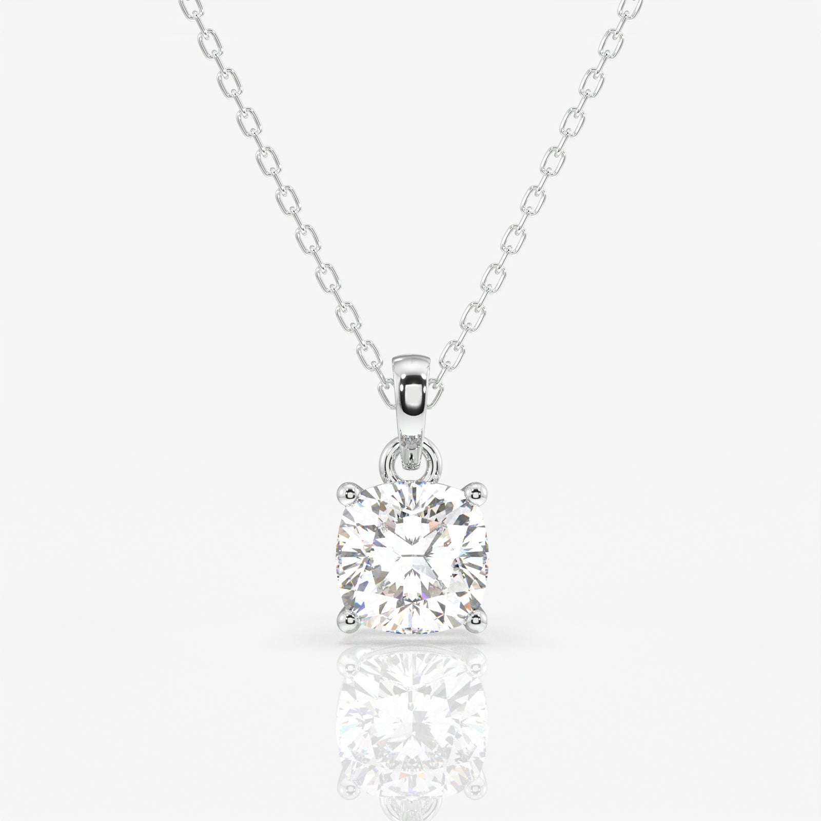 Cushion Cut Moissanite Diamond Solitaire 18k Gold Pendant