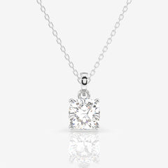 Cushion Cut Moissanite Diamond Solitaire 18k Gold Pendant