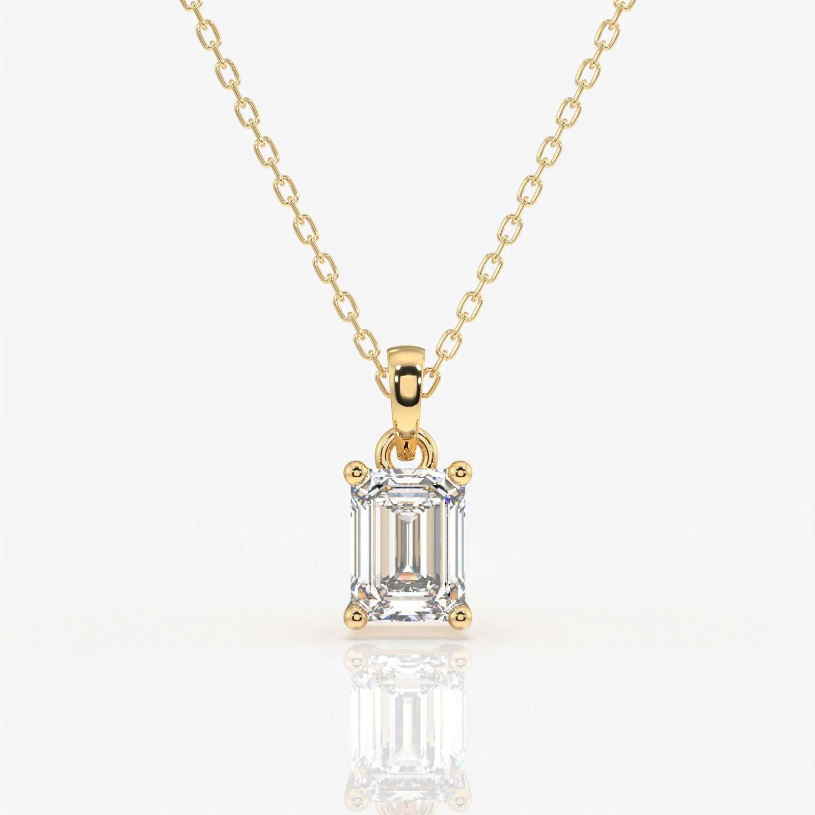 Emerald Cut Moissanite Diamond Solitaire 14k Gold Pendant