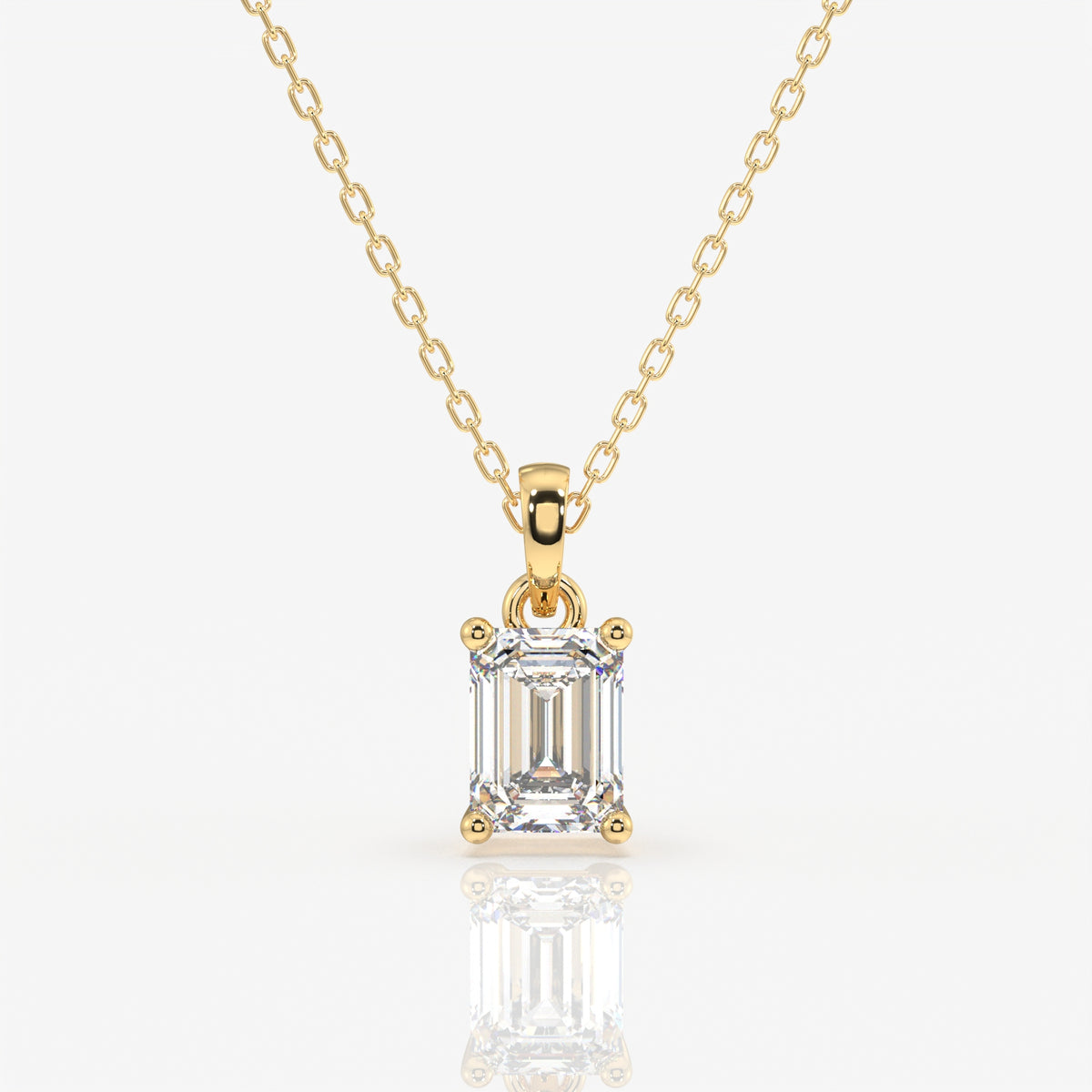 Emerald Cut Moissanite Diamond Solitaire 14k Gold Pendant