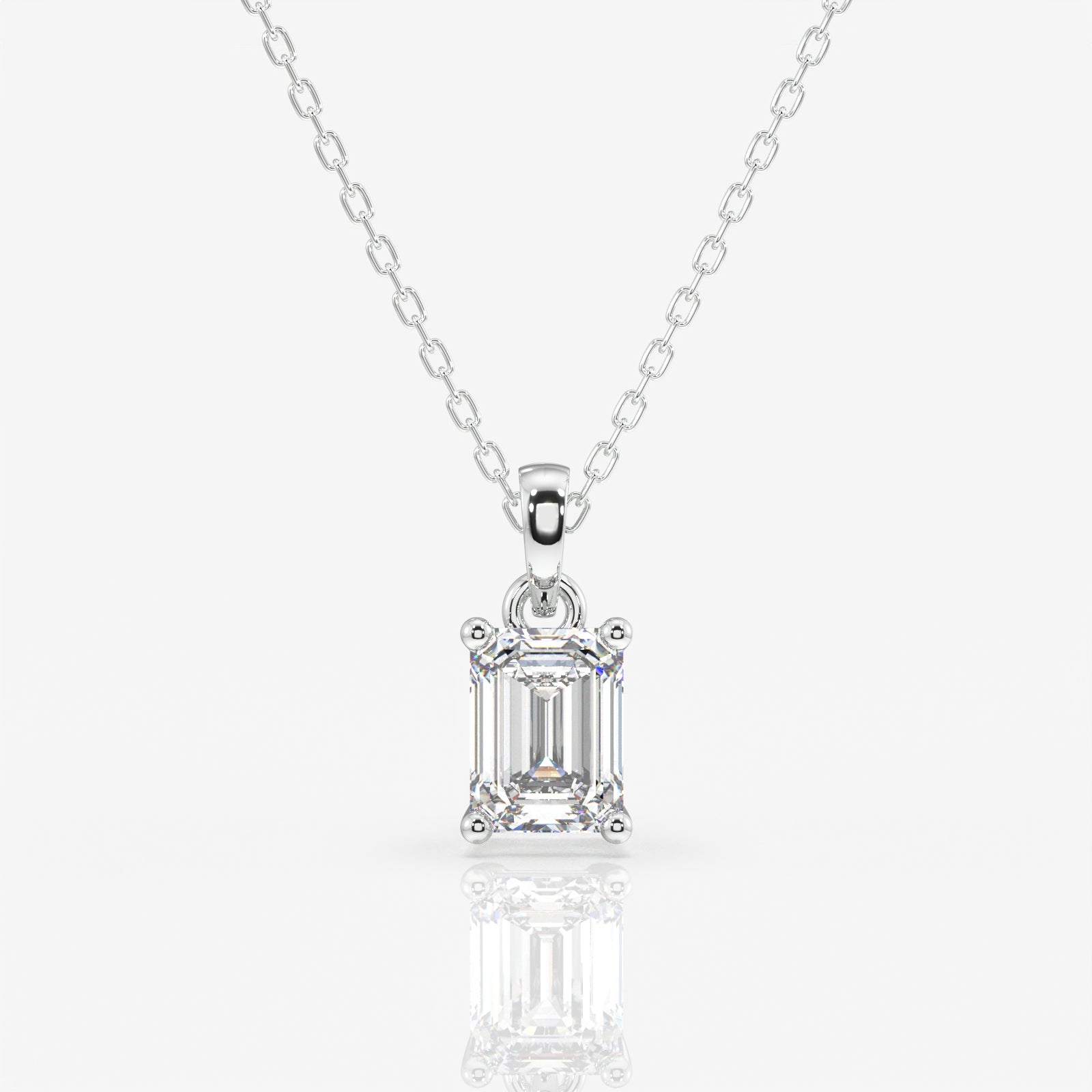 Emerald Cut Moissanite Diamond Solitaire 14k Gold Pendant