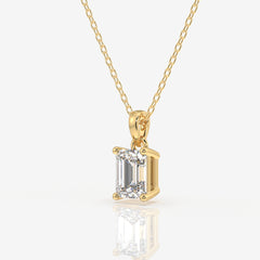 Emerald Cut Moissanite Diamond Solitaire 14k Gold Pendant