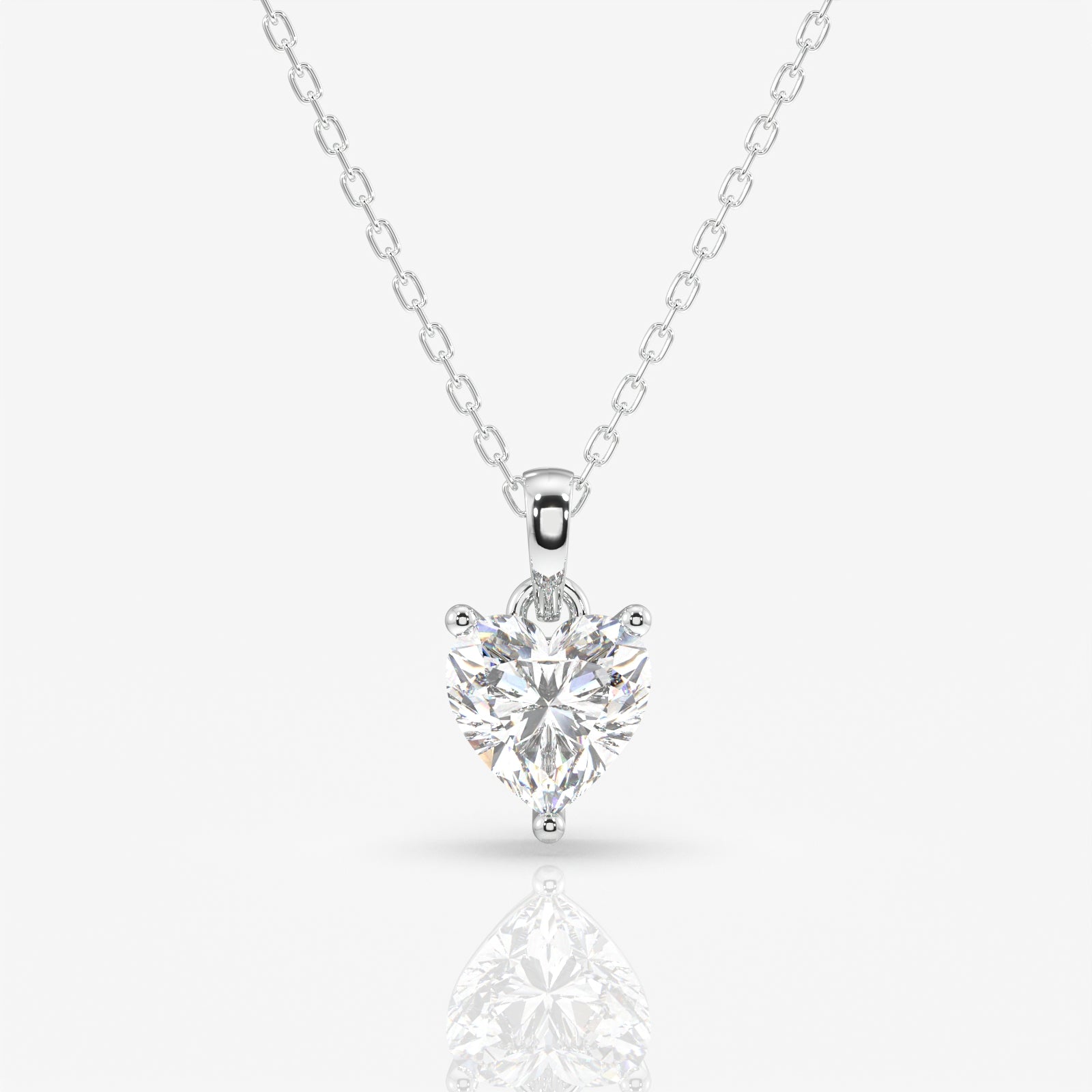 Heart Cut Moissanite Diamond Solitaire Sterling Silver Pendant