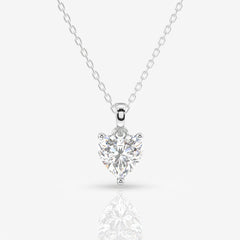 Heart Cut Moissanite Diamond Solitaire Sterling Silver Pendant