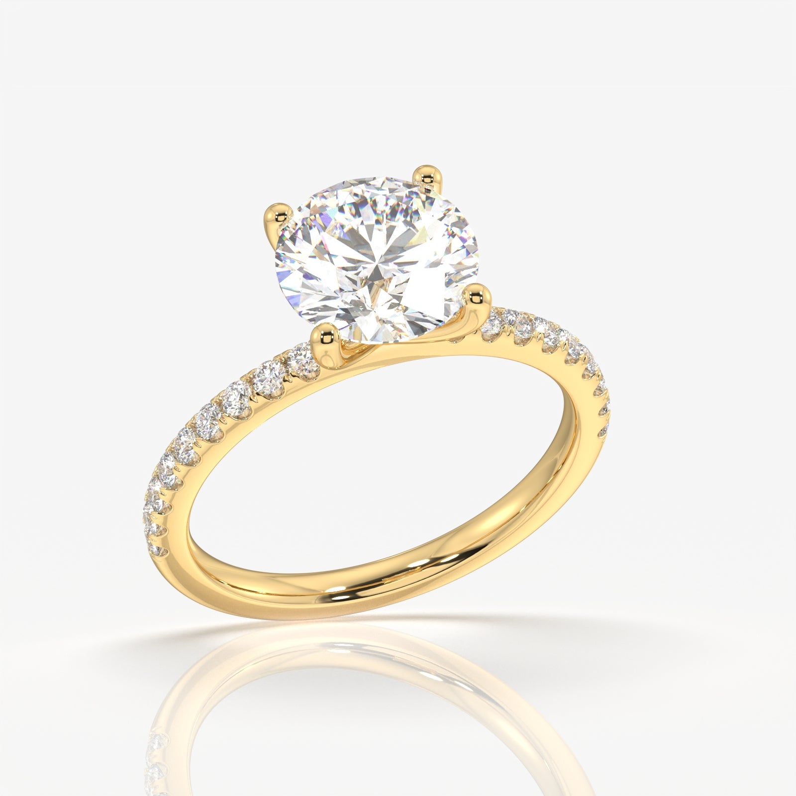 Round Cut Moissanite Diamond Pave Gold Ring