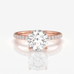 Caratbazaar Round Cut Moissanite Diamond Pave 14k Gold Ring