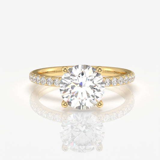 Round Cut Moissanite Diamond Pave 14k Gold Ring