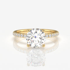 Round Cut Moissanite Diamond Pave 14k Gold Ring