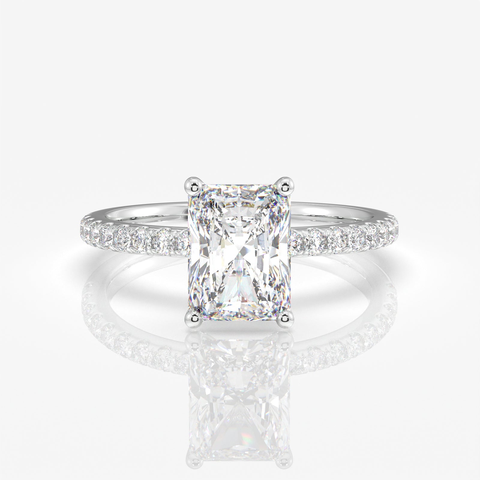 Radiant Cut Moissanite Diamond Pave 14k  Ring