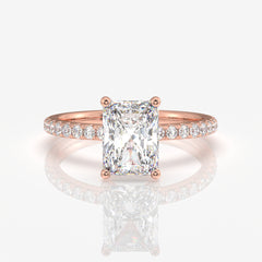 Caratbazaar Radiant Cut Moissanite Diamond Pave 14k Gold Ring