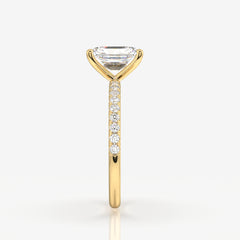 Radiant Cut Moissanite Diamond Pave 14k Gold Ring