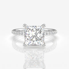 Princess Cut Moissanite Diamond Pave 14k  Ring