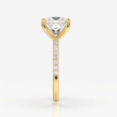 Princess Cut Lab Grown Diamond Pave 14k Gold Ring