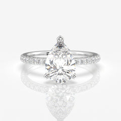 Pear Cut Moissanite Diamond Pave 14k  Ring