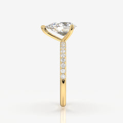 Pear Cut Lab Grown Diamond Pave 18k Gold Ring