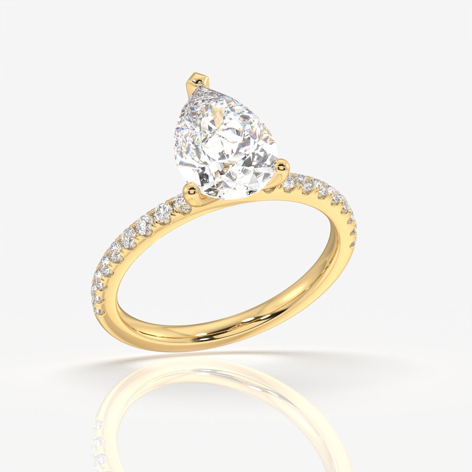 Pear Cut Moissanite Diamond 14k Gold Ring