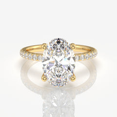 Oval Cut Moissanite Diamond Pave 14k Gold Ring